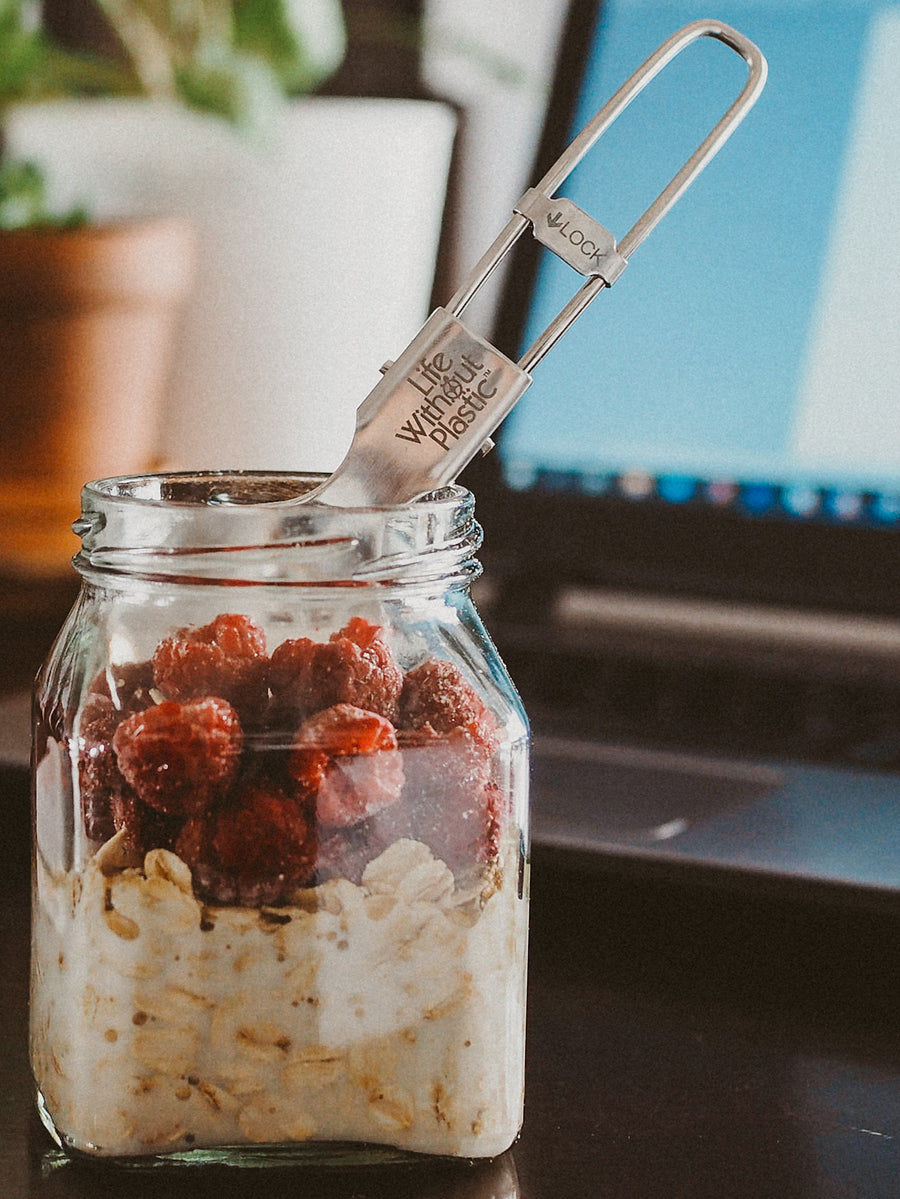 Stainless Steel Folding Spork with Organic Cotton LWP Pouch