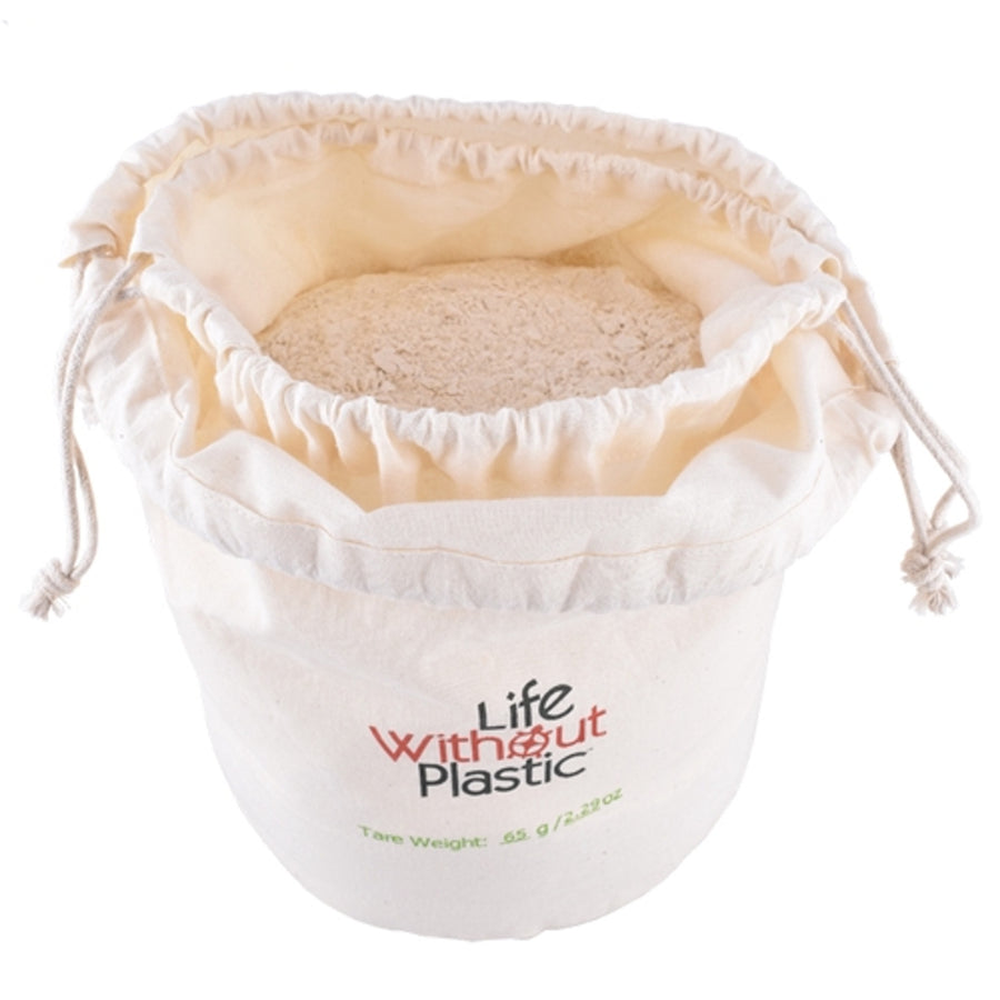 Organic Flat-Bottom Large Double Cotton Bulk Bag for Flour - Large