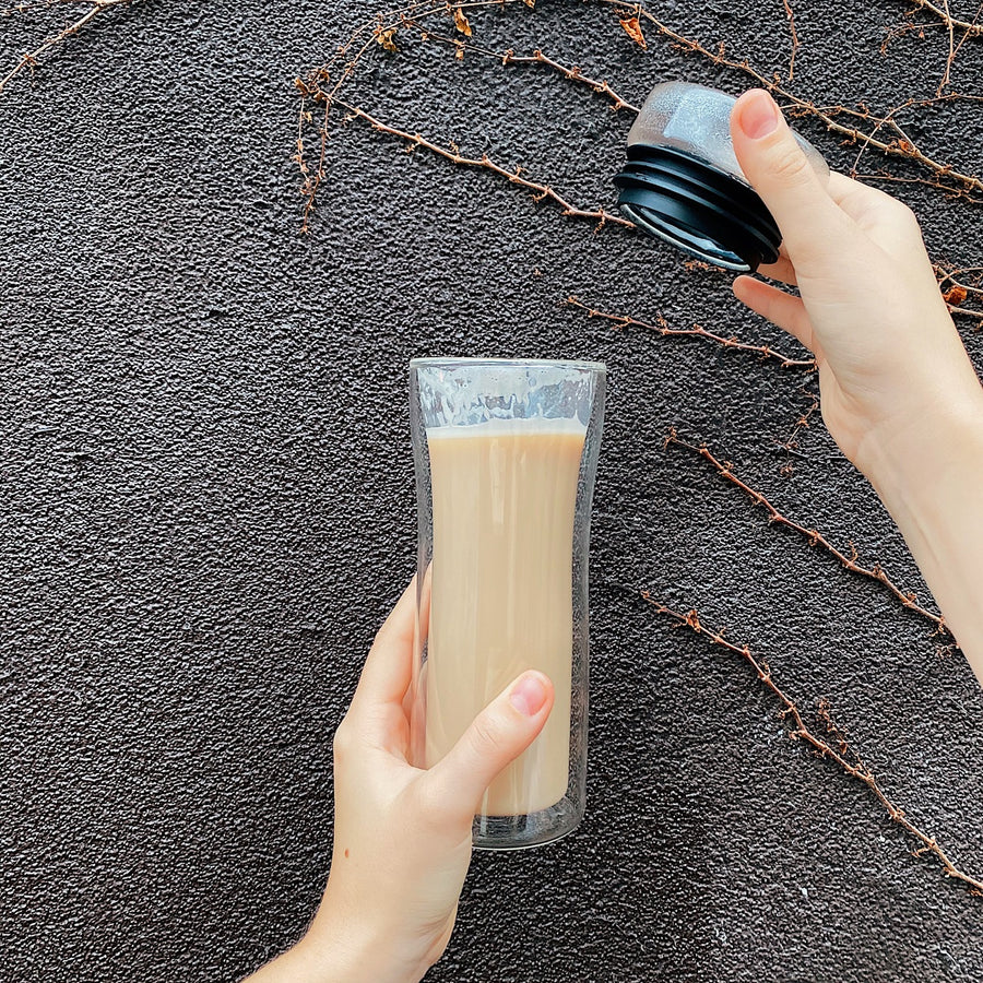 Double Wall Reusable Glass Travel Mug - 375 ml / 13 oz