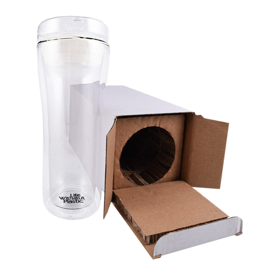 Double Wall Reusable Glass Travel Mug - 375 ml / 13 oz