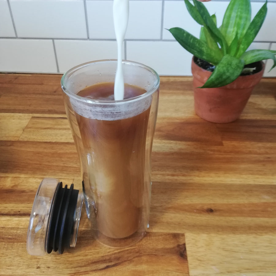 Double Wall Reusable Glass Travel Mug - 375 ml / 13 oz